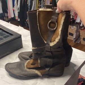 Ikks Dark Brown Shearling Winter Boots